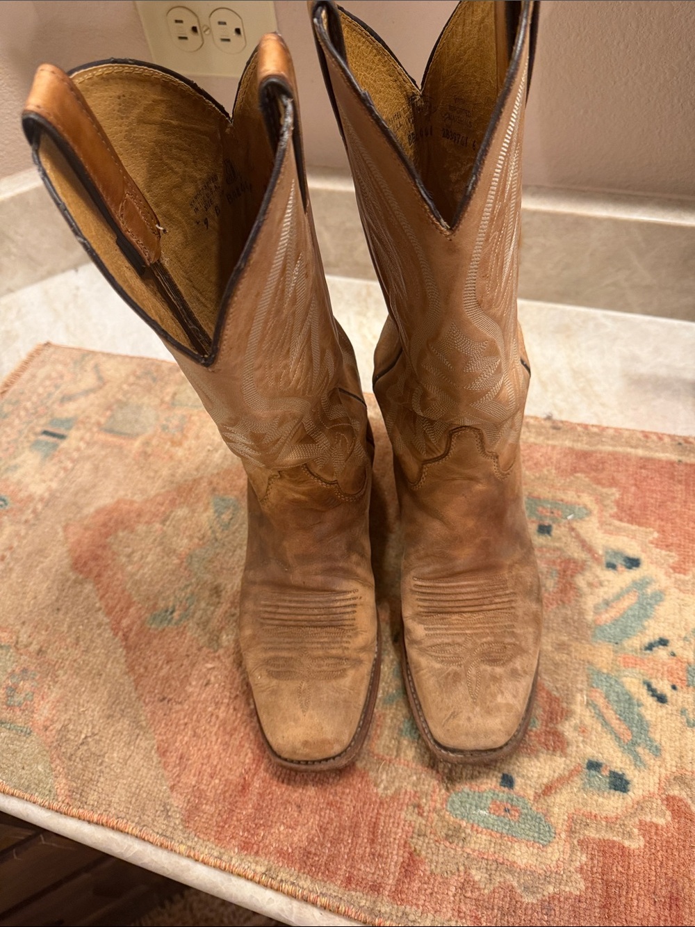 Justin Boots Tan Leather Western Heeled Boots
